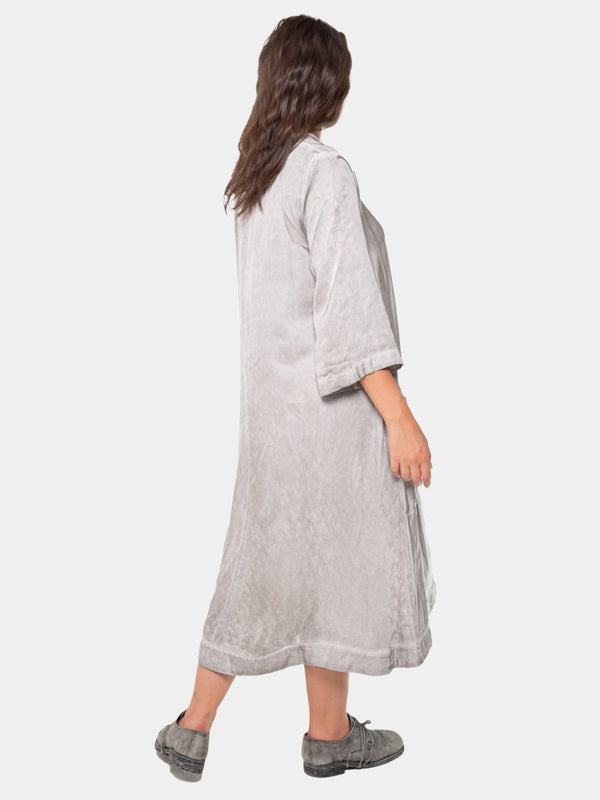 Baci V Neck 3/4 Sleeve Midi Dress Gold