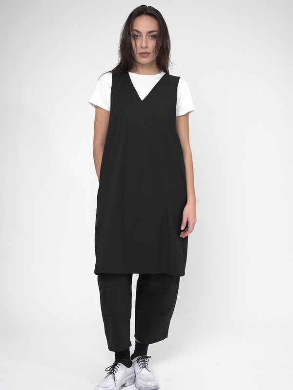 baci V Neck Back Bow Dress Black