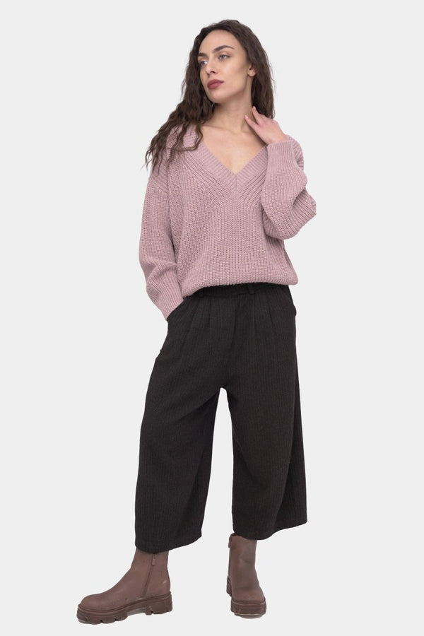 Baci V Neck Knitted Sweater Dark Blue