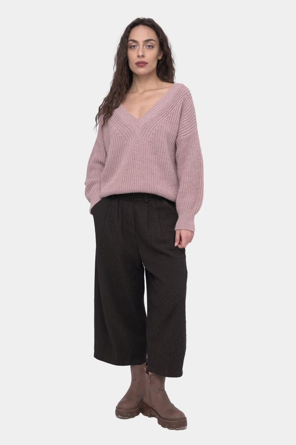 baci V Neck Knitted Sweater Dark Blue