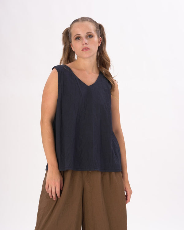 Baci V-Neck Organic Cotton Tank Shirt Black