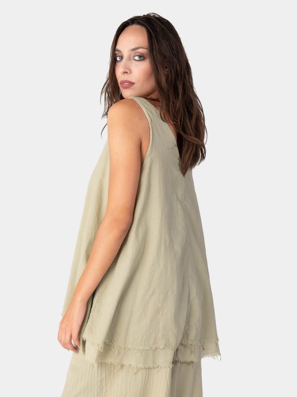 Baci V-Neck Organic Cotton Tank Top Cappuccino