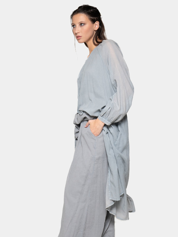 Baci Balloon Sleeve Open Front Cotton Maxi Dress Cappuccino