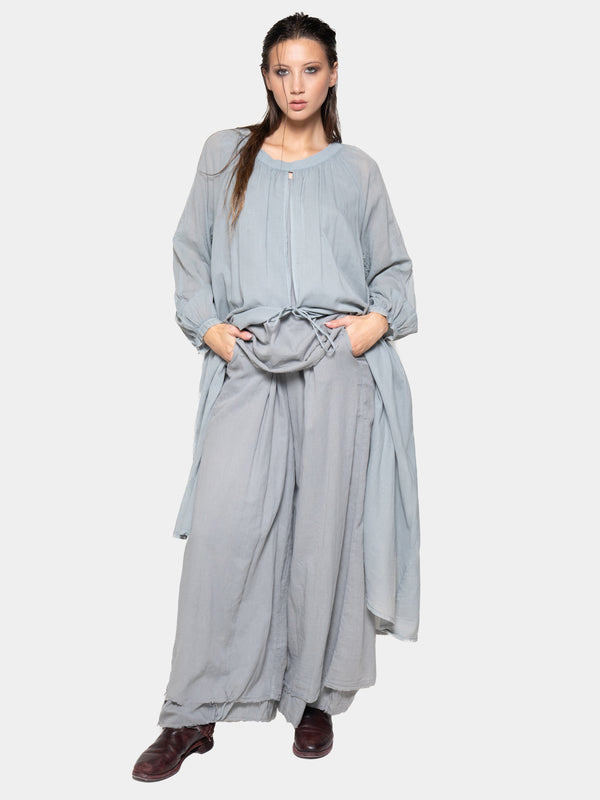 Baci Balloon Sleeve Open Front Cotton Maxi Dress Cappuccino