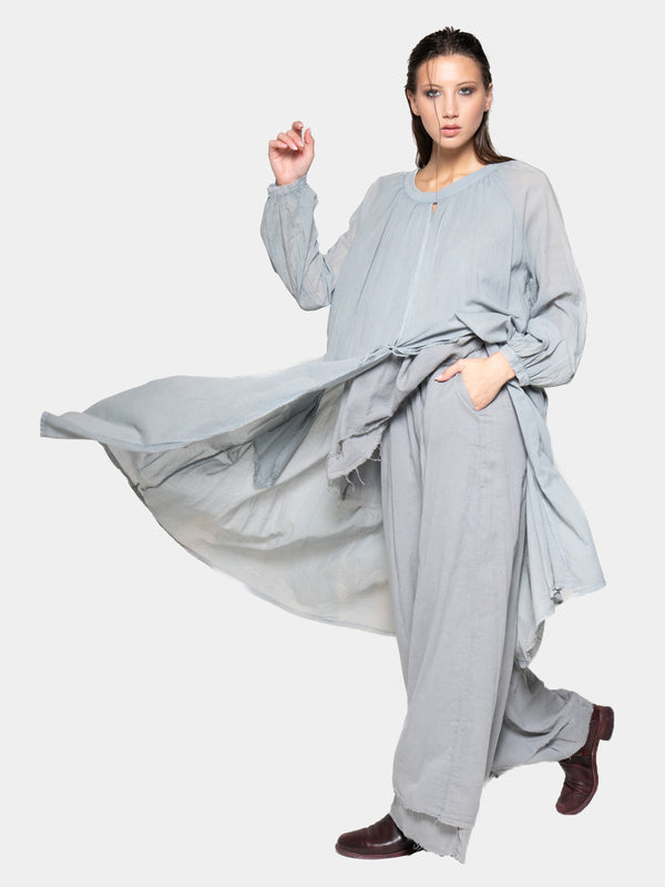 baci Balloon Sleeve Open Front Cotton Maxi Dress Cappuccino