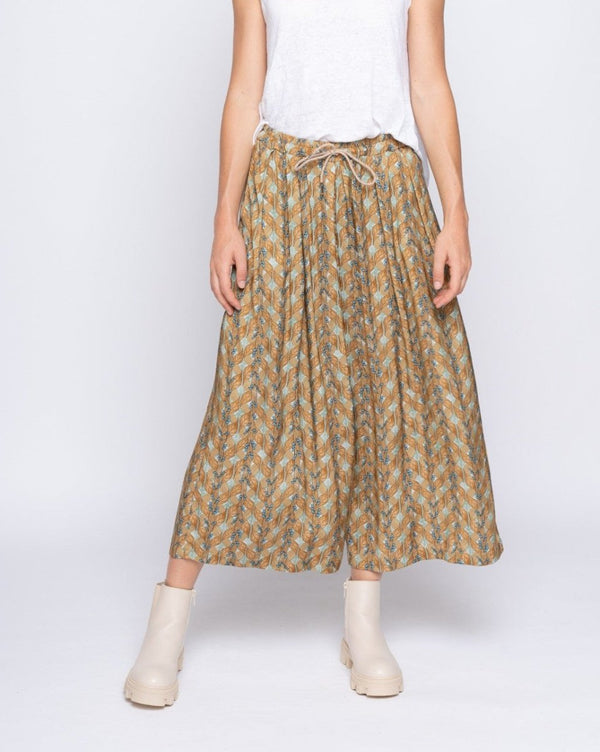 baci Botanical Striped Tie-Waist Palazzo Pant Copper