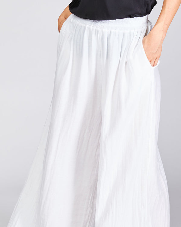 Baci Cotton Silk Blend Elasitc Waist Palazzo Pant Grey