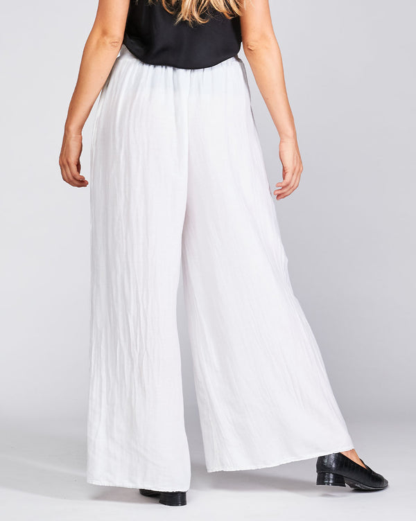 baci Cotton Silk Blend Elasitc Waist Palazzo Pant Grey