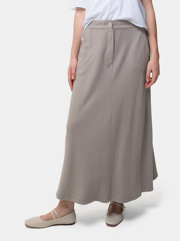 baci Elastic Waist Cotton Midi A-Line Skirt Militare