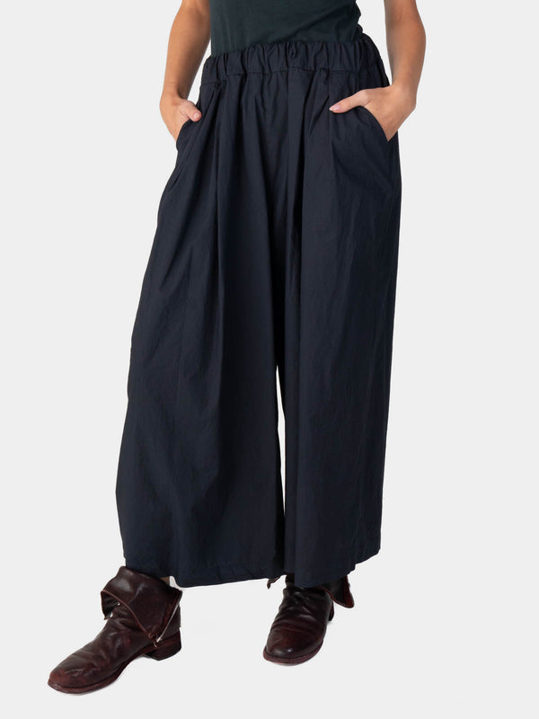 baci Elastic Waist Organic Cotton Cropped Palazzo Pant Bianco