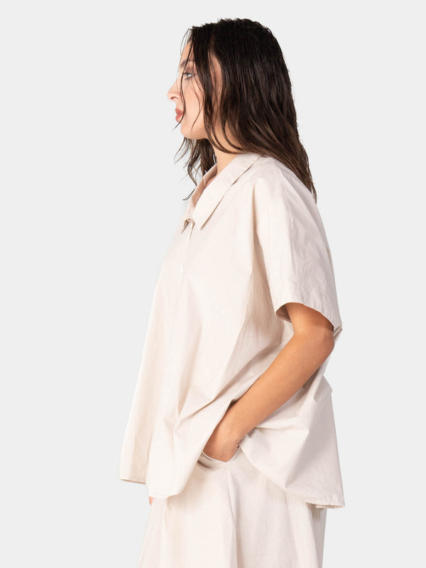 Baci Hi Lo Drop Shoulder Organic Cotton Shirt Bianco