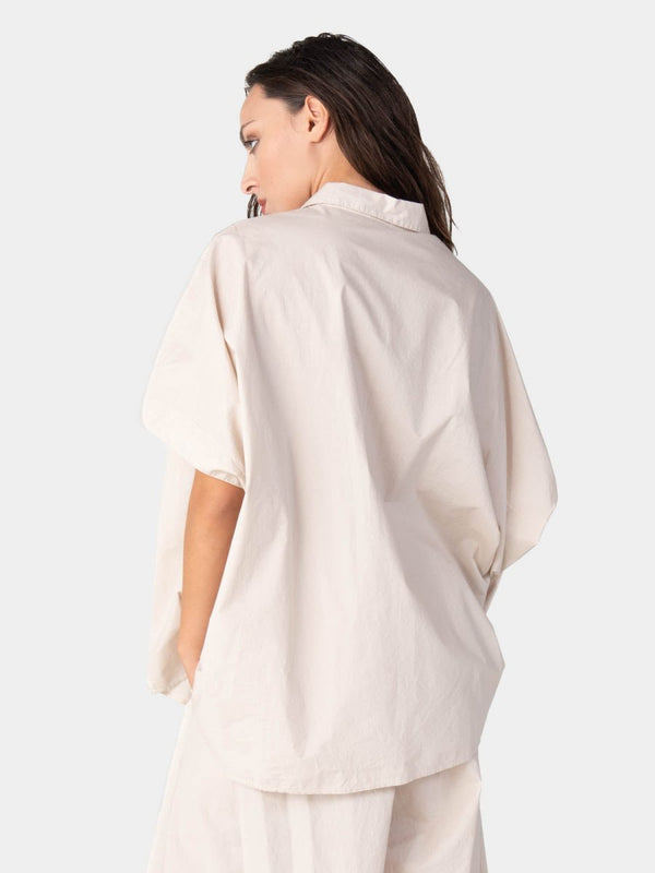 Baci Hi Lo Drop Shoulder Organic Cotton Shirt Bianco