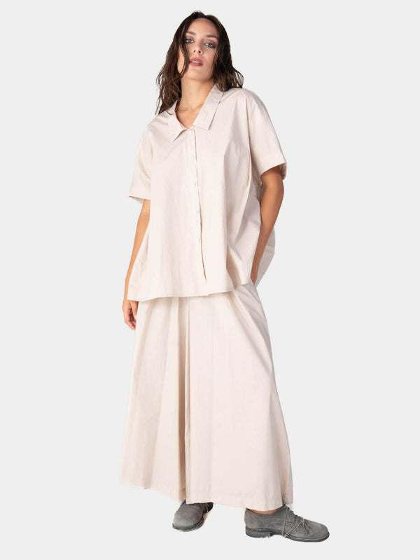 Baci Hi Lo Drop Shoulder Organic Cotton Shirt Bianco