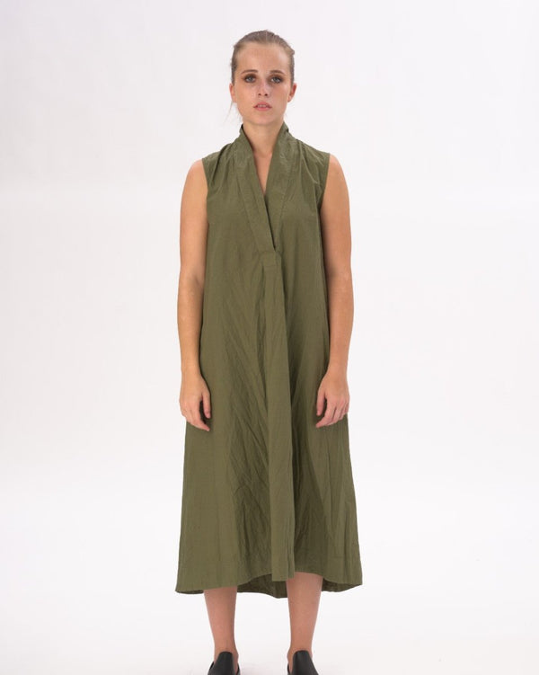 baci Organic Cotton Swan Neck Sleeveless Dress Deep Blue