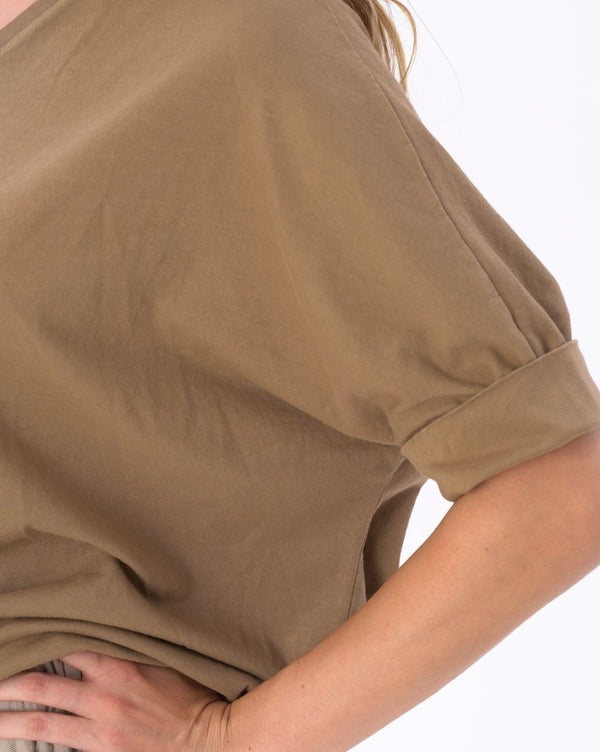 Baci Organic Cotton V-neck Cuffed Short Sleeve Top Black