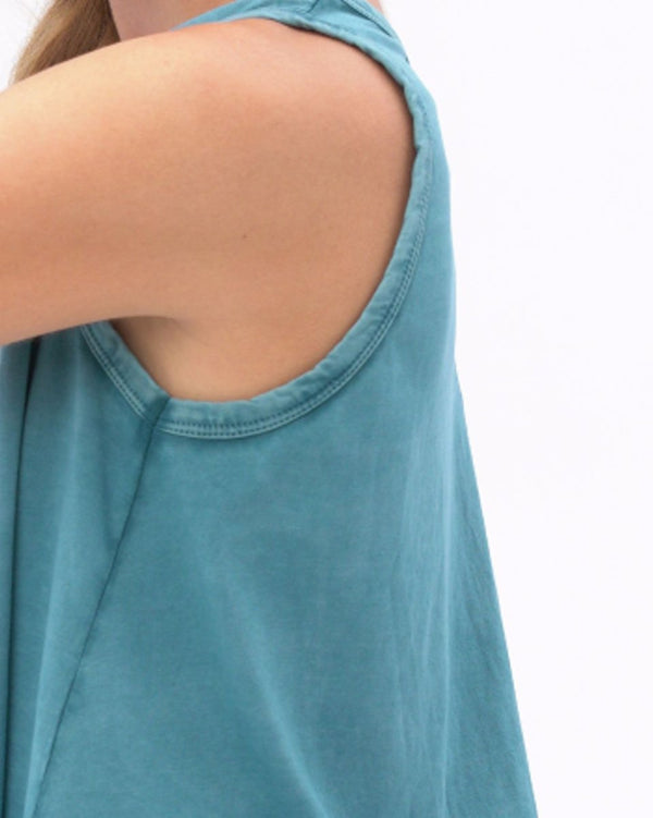 Baci Organic Stonewashed Simple V-neck Tank Top Black