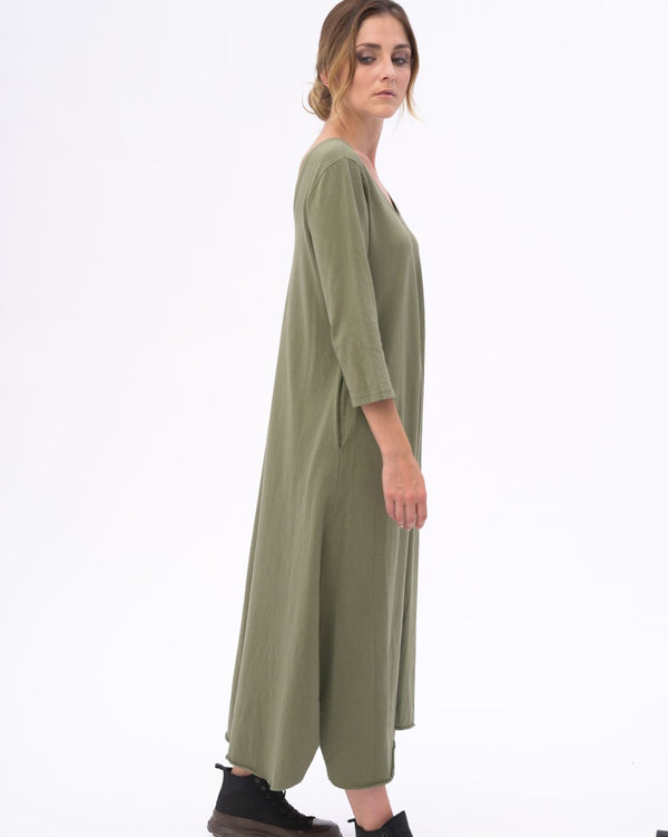 Baci Scoop Neck 3/4 Sleeve Organic Cotton Dress Black