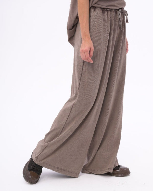 Baci Stonewashed Organic Cotton Palazzo Elastic Pants Black