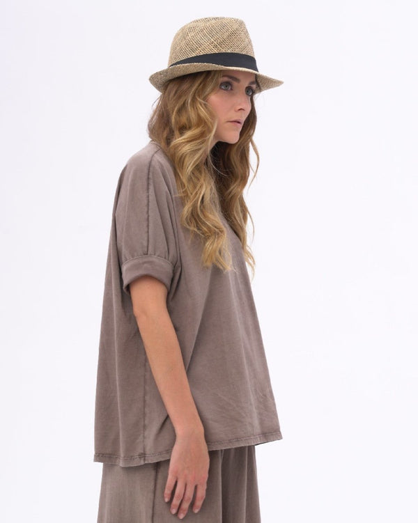 Baci Stonewashed Organic Cotton V-neck T-shirt Black