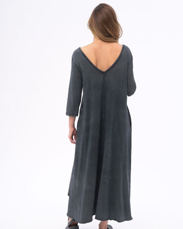 Baci Stonewashed Scoop Neck Organic Cotton Dress Black