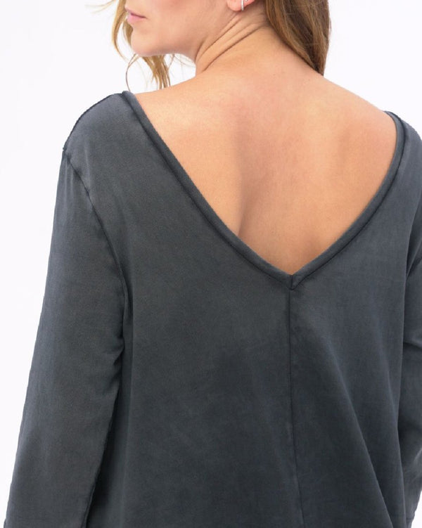 Baci Stonewashed Scoop Neck Organic Cotton Dress Black