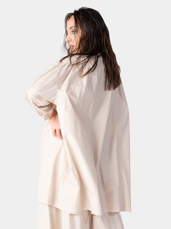 Baci V-Neck 3/4 Sleeve Organic Cotton Blouse Bianco