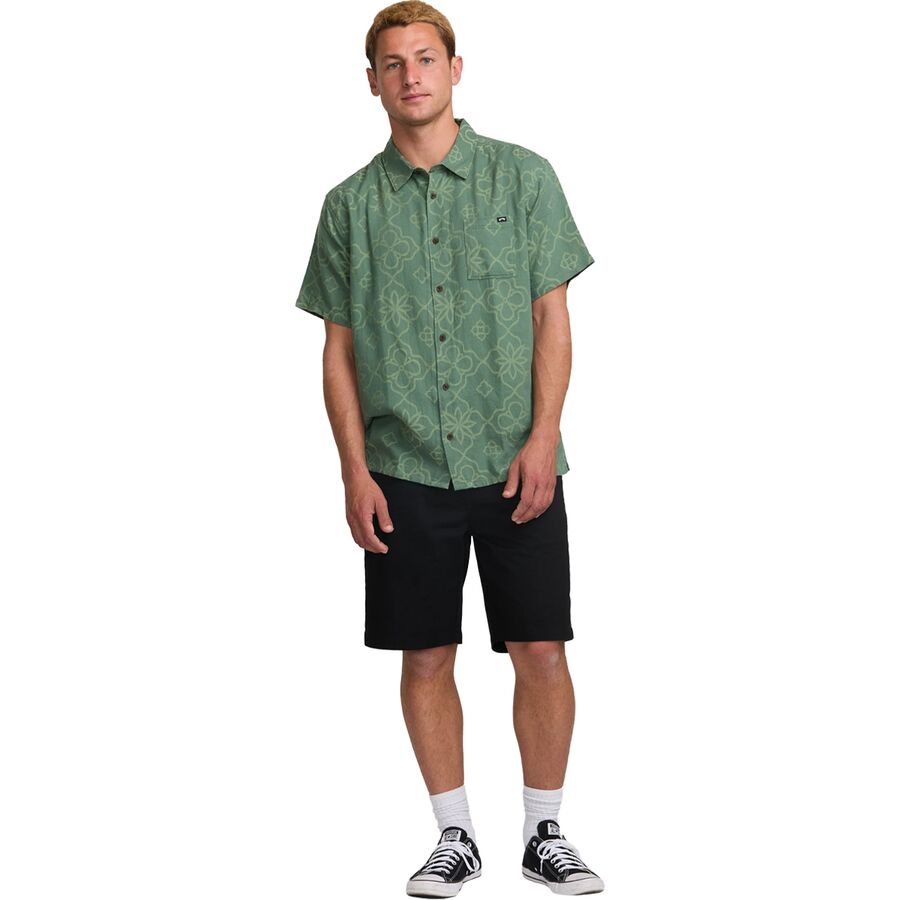 Backcountry Billabong Sundays Jacquard Short-Sleeve Shirt - Men's Dark Slate