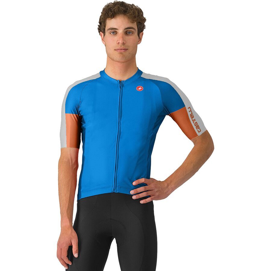backcountry Castelli Entrata 6 Short-Sleeve Jersey - Men's Azzurro Italia/Silver Gray/Mocha