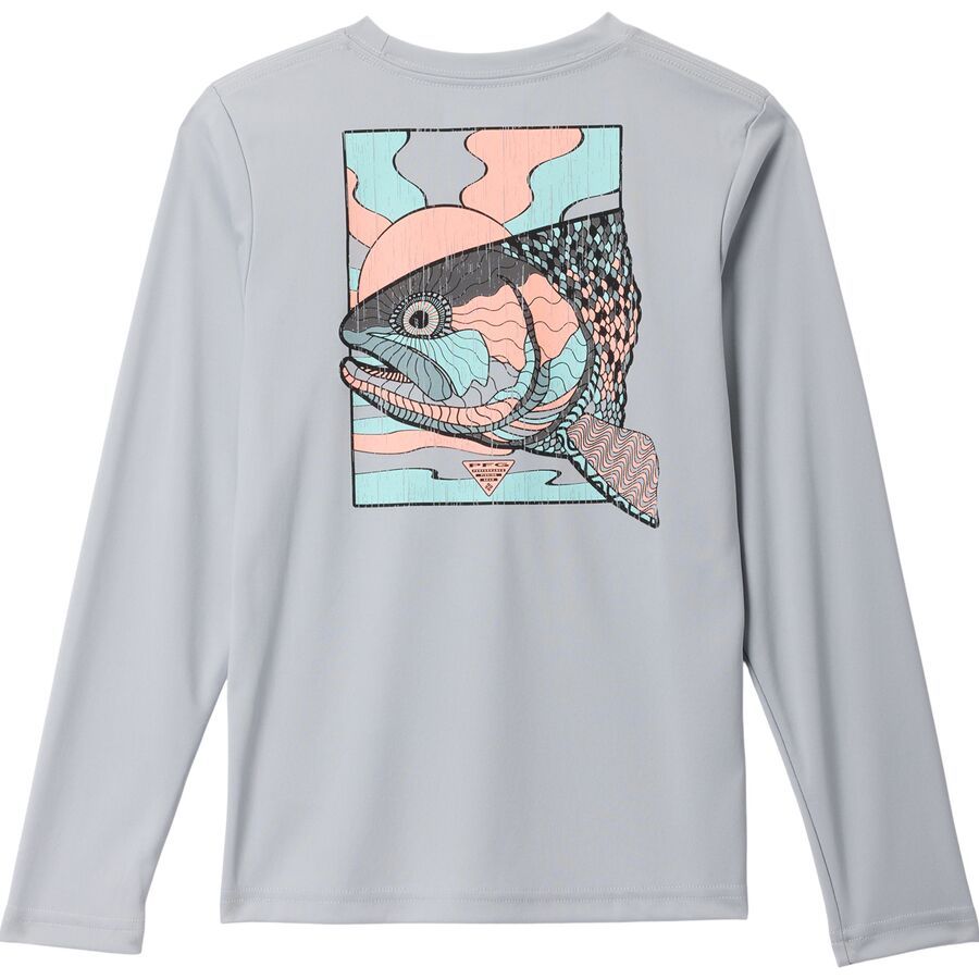 backcountry Columbia Terminal Tackle PFG Fish Shine LS Shirt - Boys' Cool Grey/Trout Shine