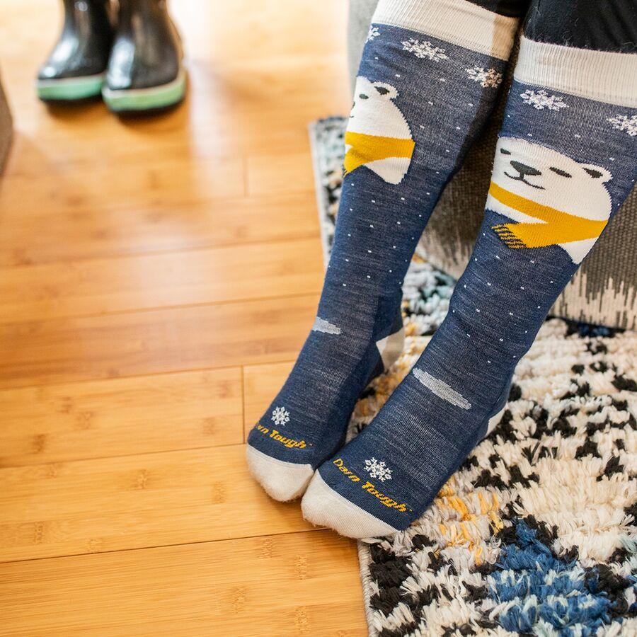 Backcountry Darn Tough Polar Bear OTC Midweight Cushion Padded Shin Sock - Kids' Blue