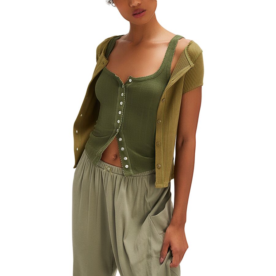 Backcountry Free People End Game Pointelle Tank Top - Women's Army