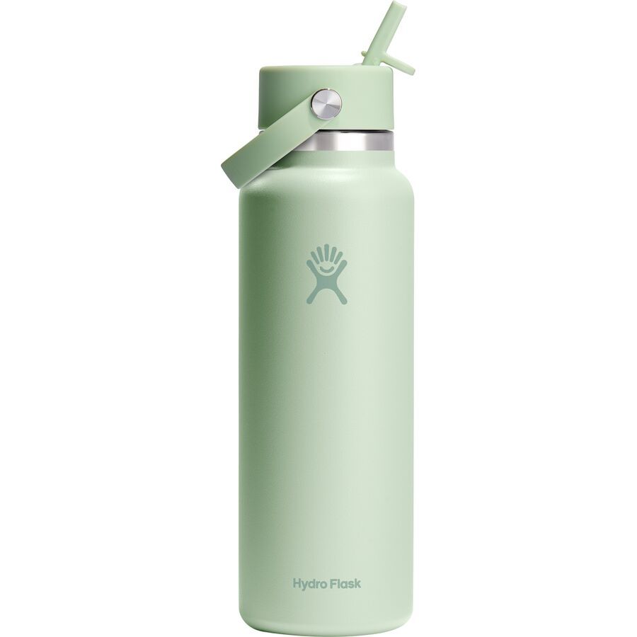 backcountry Hydro Flask 40oz Wide Mouth Water Bottle + Flex Straw Cap Aloe