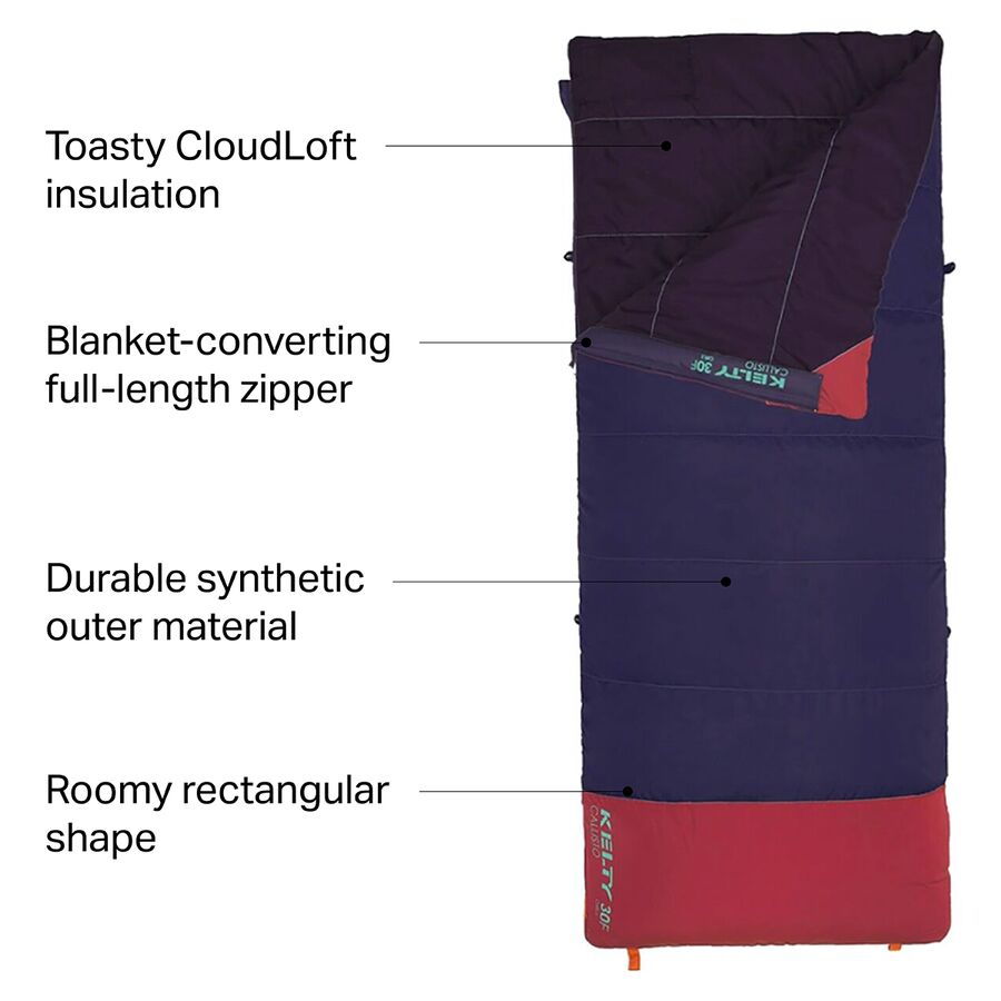Backcountry Kelty Callisto 30 Sleeping Bag: 30F Synthetic - Kids' Italian Plum