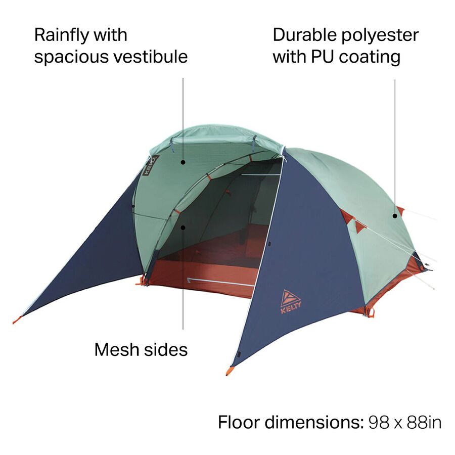 Backcountry Kelty Rumpus 4P Tent: 4-Person 3-Season Malachite/Midnight Navy/Golden Oak