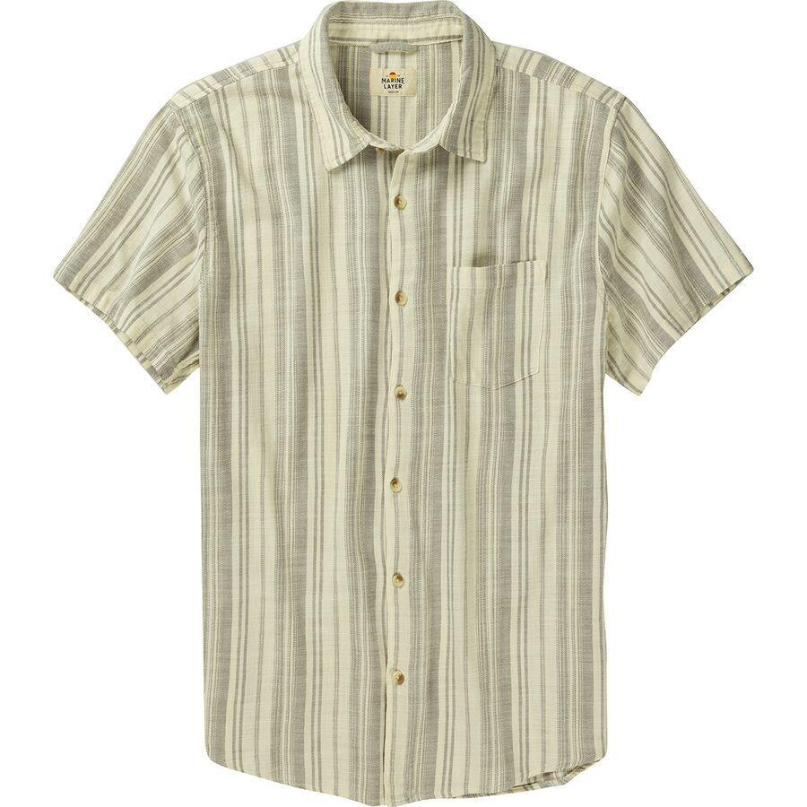 backcountry Marine Layer Short-Sleeve Stretch Selvage Shirt - Men's Cream/Olive Stripe