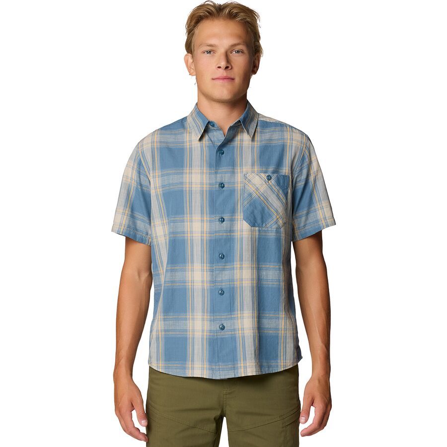 backcountry Mountain Hardwear Cottonwood Lite Short-Sleeve Shirt - Men's Adriatic Blue Convoy Plaid