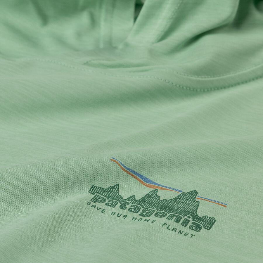 Backcountry Patagonia Capilene Cool Daily Graphic Hoodie - Women's Applied Imagination: Wetland Blue X-Dye