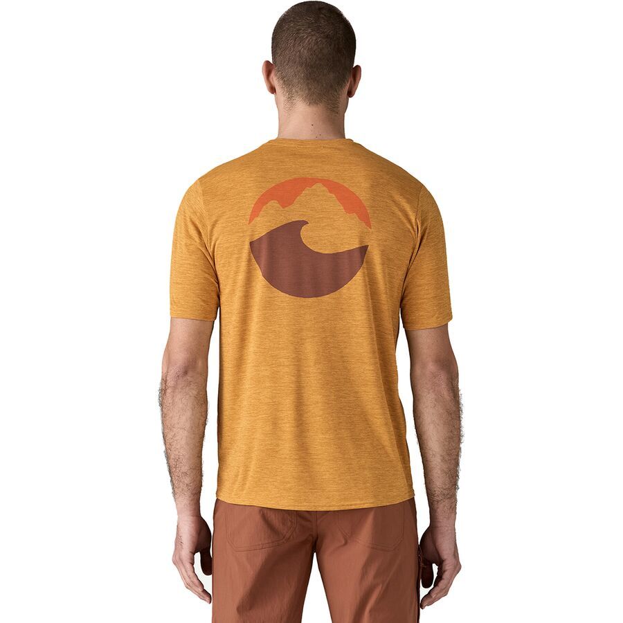 backcountry Patagonia Capilene Cool Daily Graphic Short-Sleeve Shirt - Men's Applied Imagination: Beeswax Tan X-Dye