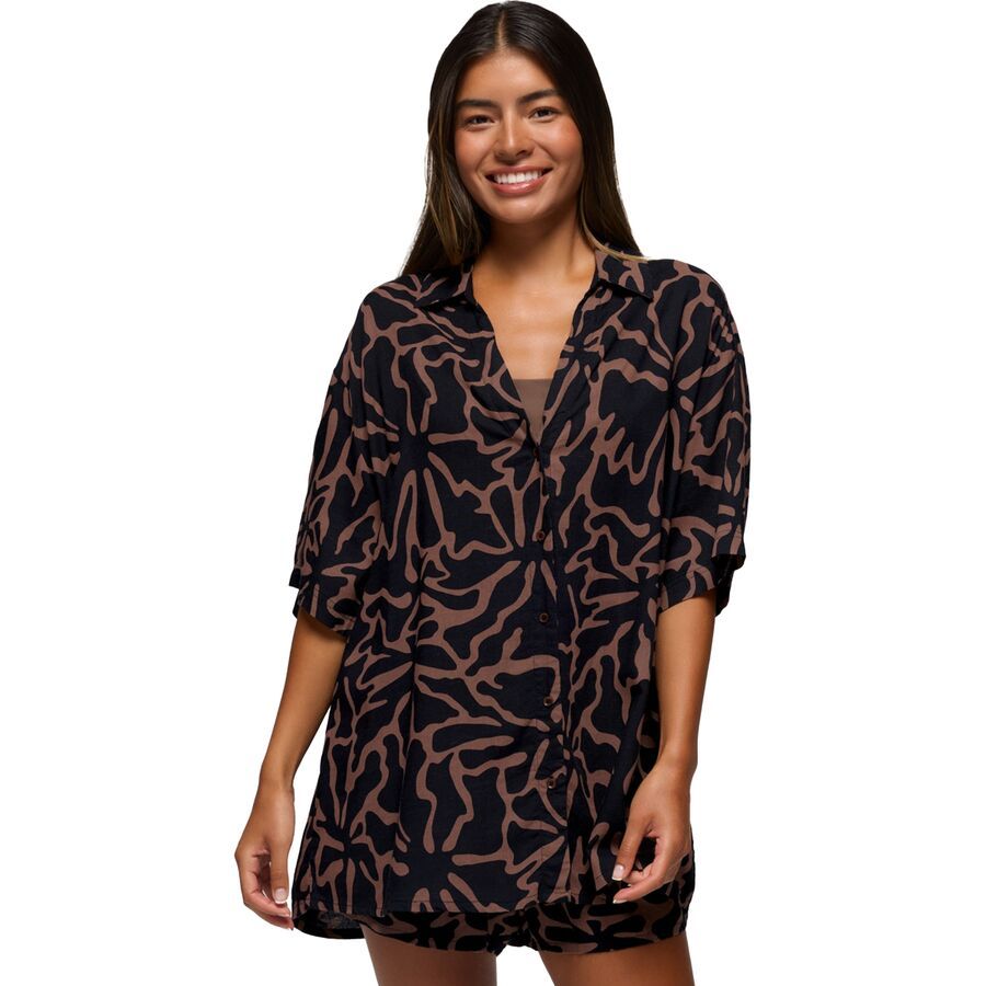backcountry prAna The Bahamas Button-Up Top - Women's Black Boogie Bloom