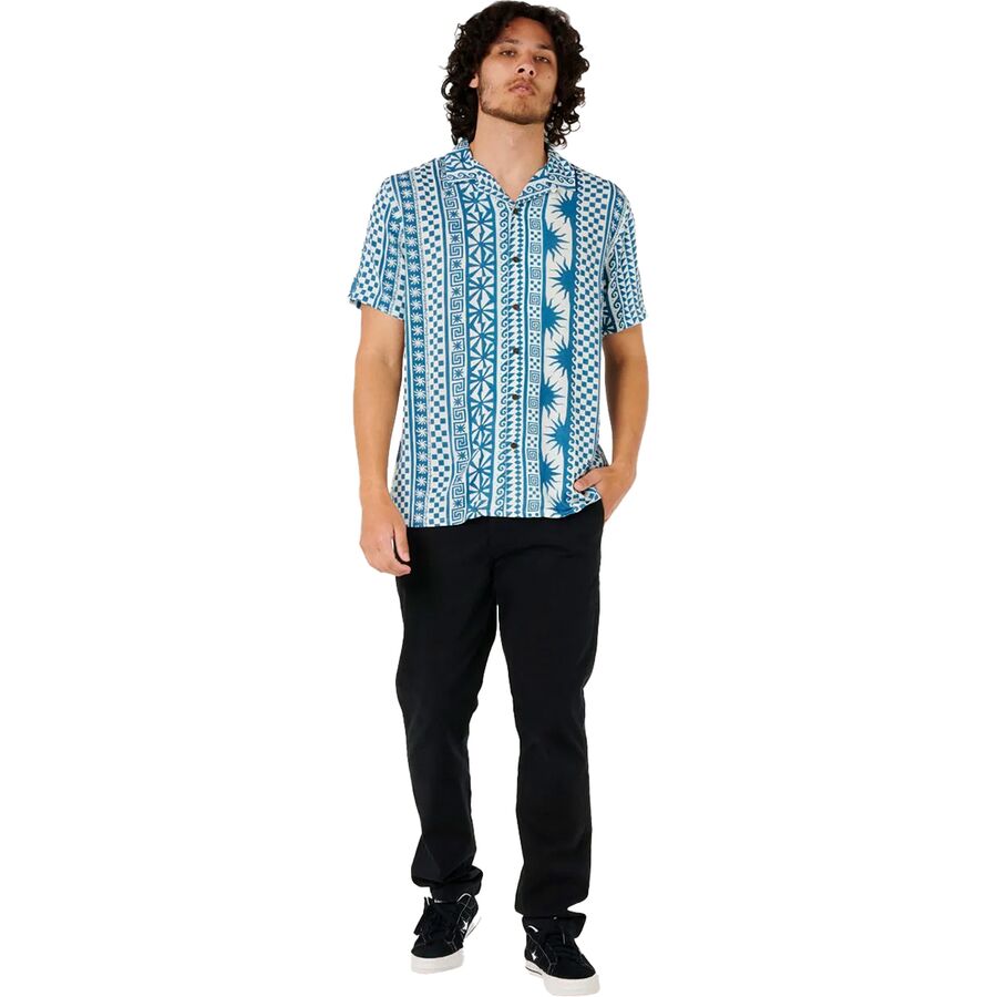 Backcountry Rip Curl Fun Times Stripe Short-Sleeve Shirt - Men's Blue