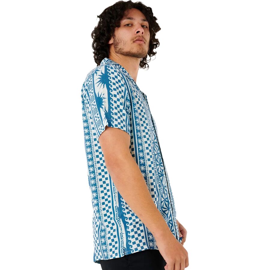 Backcountry Rip Curl Fun Times Stripe Short-Sleeve Shirt - Men's Blue