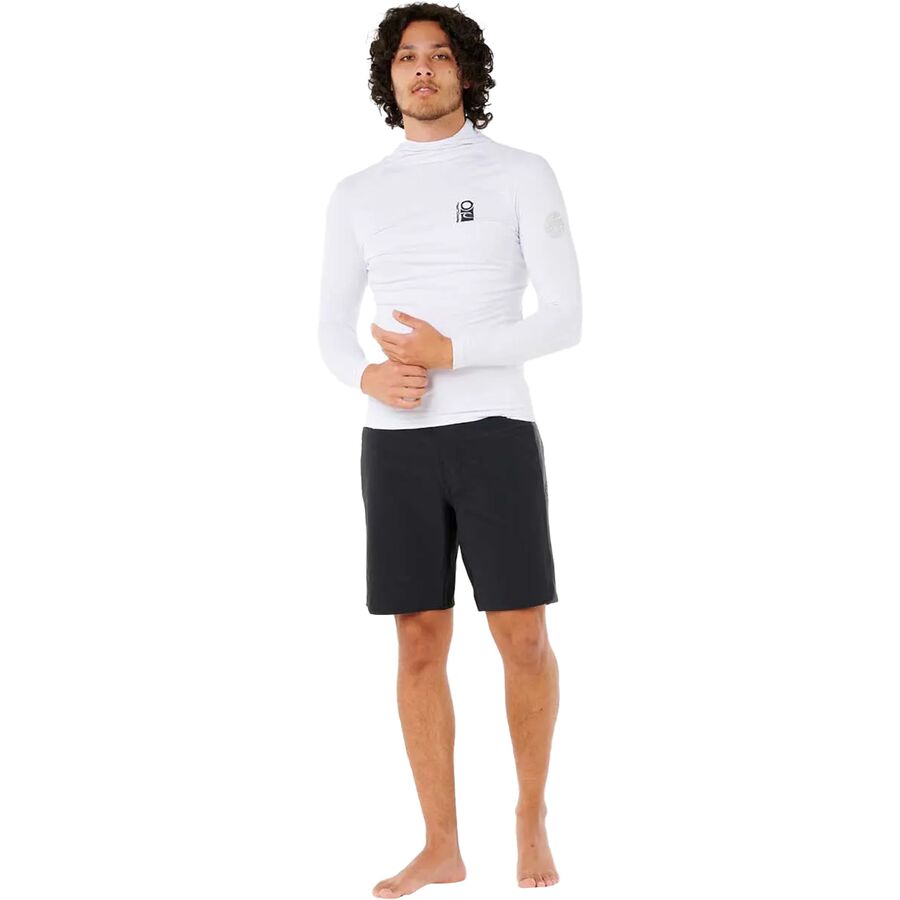 Backcountry Rip Curl Search UPF 50 Long-Sleeve Hooded Rashguard -Men's White