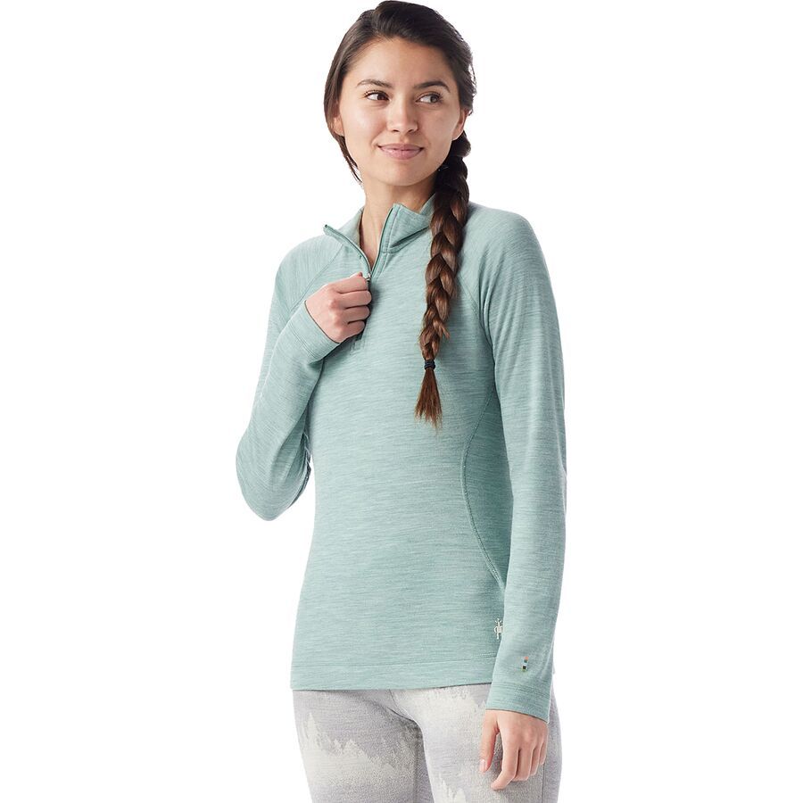 backcountry Smartwool Classic Thermal Merino Base Layer 1/4-Zip Top - Women's Arctic Green Heather