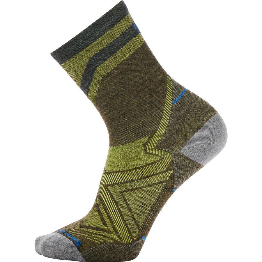 backcountry Smartwool Run Zero Cushion Mid Crew Pattern Sock Military Olive