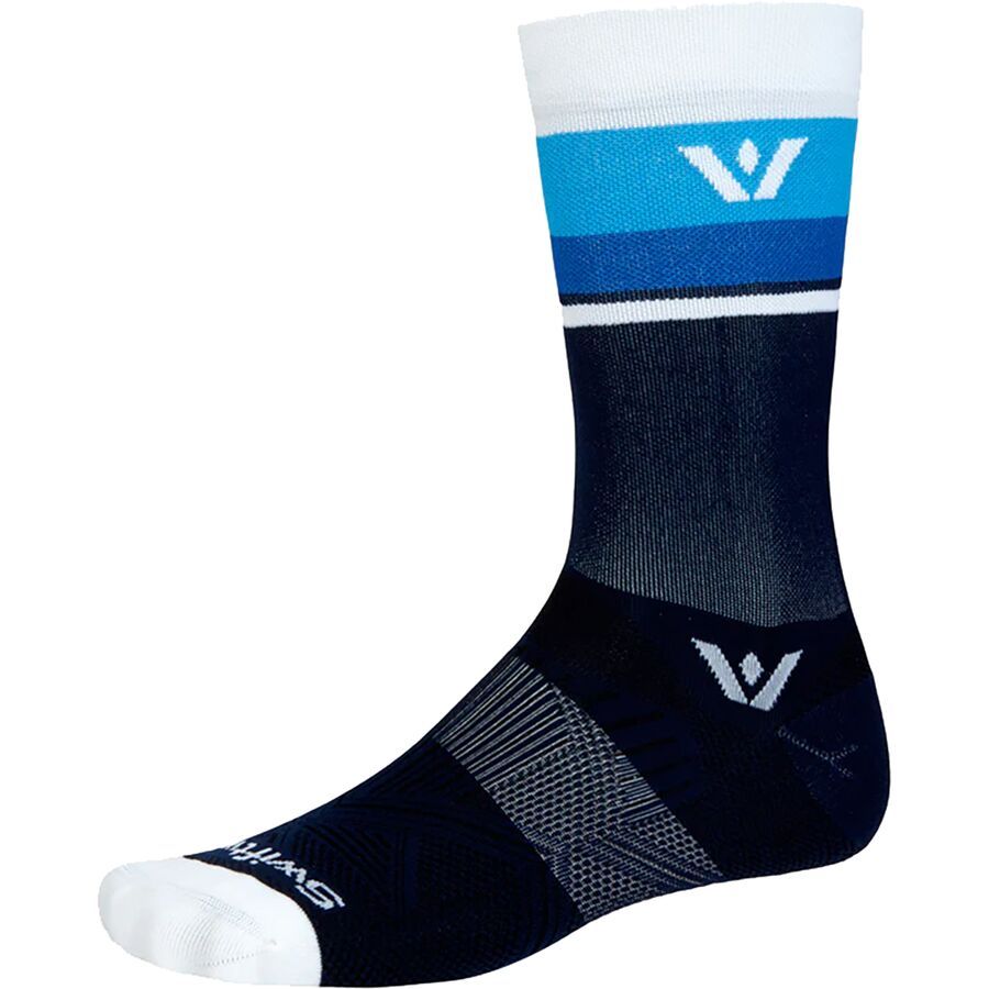 backcountry Swiftwick Aspire Crew Sock Navy White Stripe