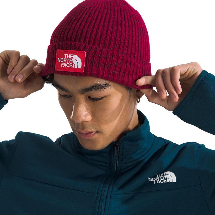 Backcountry The North Face Logo Box Cuffed Beanie Beetroot/TNF Red