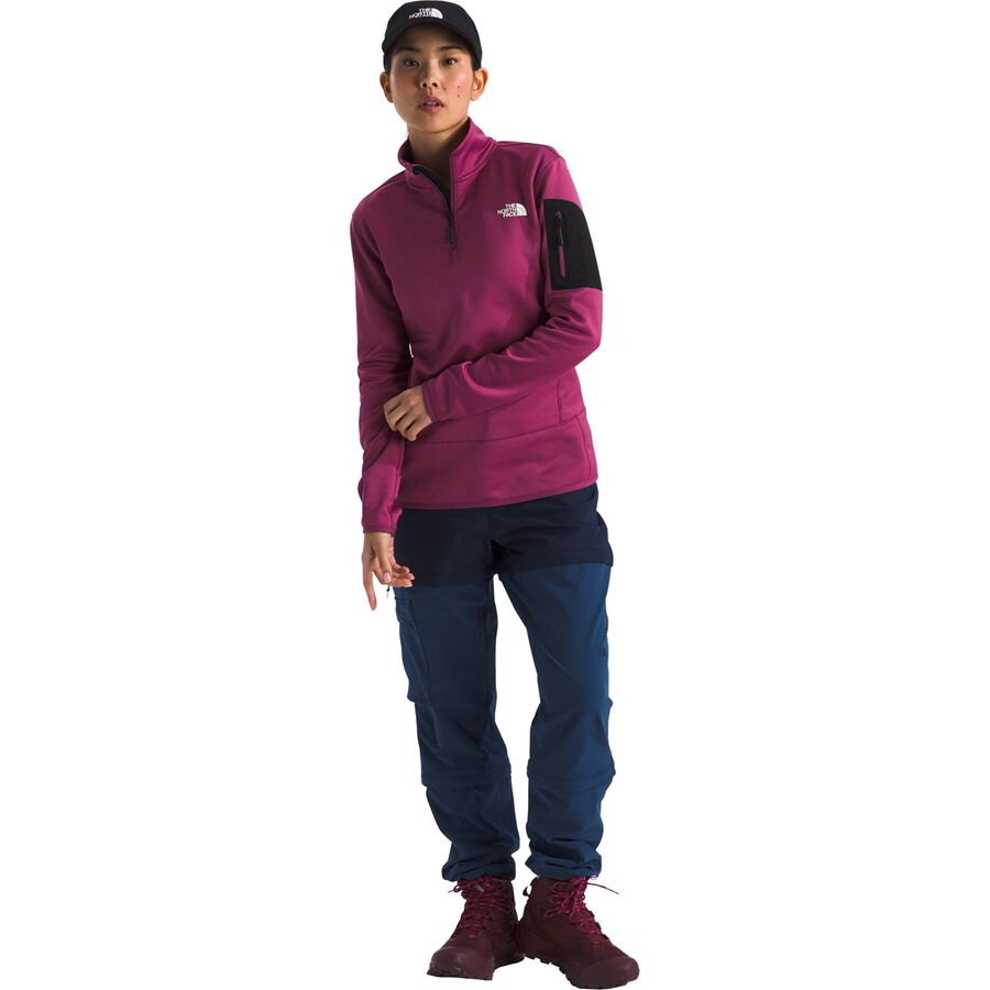Backcountry The North Face Mistyescape 1/4-Zip Fleece Jacket - Women's Cyber Berry/TNF Black