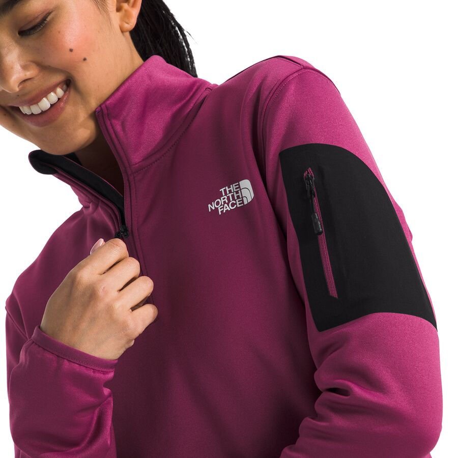 Backcountry The North Face Mistyescape 1/4-Zip Fleece Jacket - Women's Cyber Berry/TNF Black