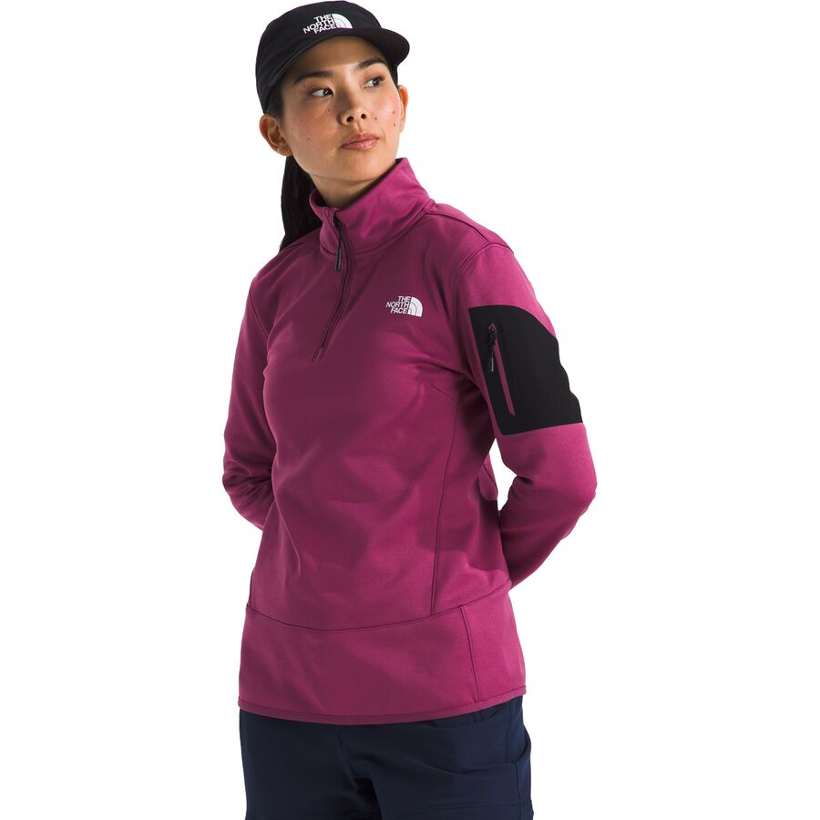 Backcountry The North Face Mistyescape 1/4-Zip Fleece Jacket - Women's Cyber Berry/TNF Black
