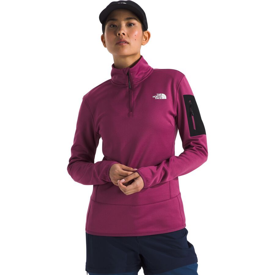 backcountry The North Face Mistyescape 1/4-Zip Fleece Jacket - Women's Cyber Berry/TNF Black